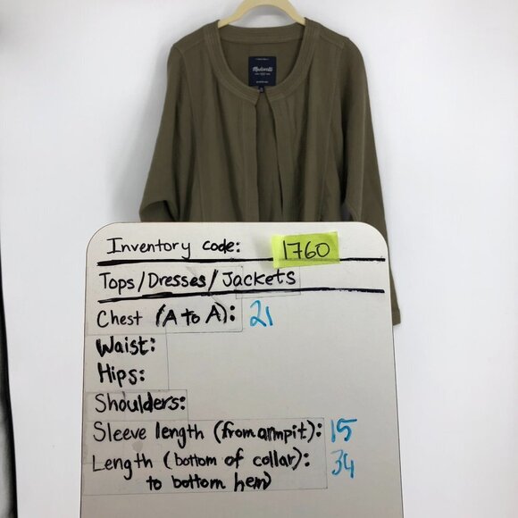 Madewell Olive Green Stitch  Edge Duster Utility Jacket Cardigan tie waist XS - Picture 15 of 16